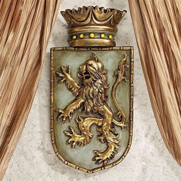 Medieval Rampant Lion Shield Wall Sculpture, Design Toscano, Mfr#: EU1040